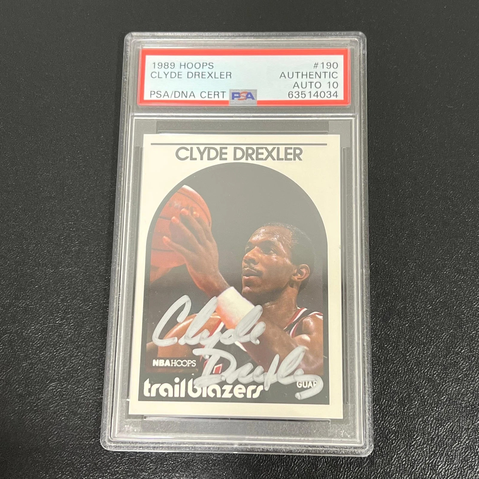 1989 NBA Properties #190 Clyde Drexler Signed Card AUTO PSA Slabbed Trail Blazer
