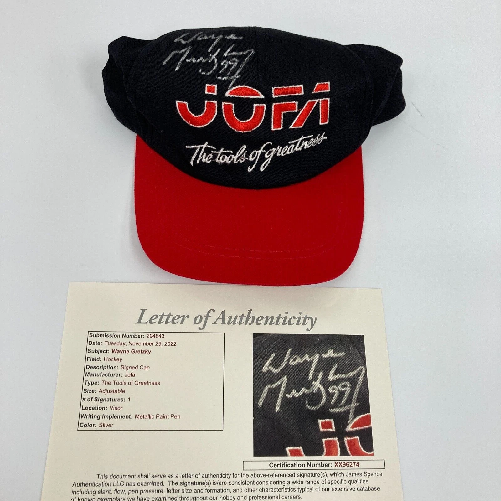 WAYNE GRETZKY SIGNED JOFA TOOLS OF GREATNESS HAT CAP JSA COA COLLECTIBLE MEMORABILIA