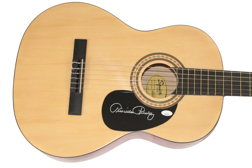 Priscilla Presley Signed Autograph Fender Acoustic Guitar Elvis Wife w/ JSA COA