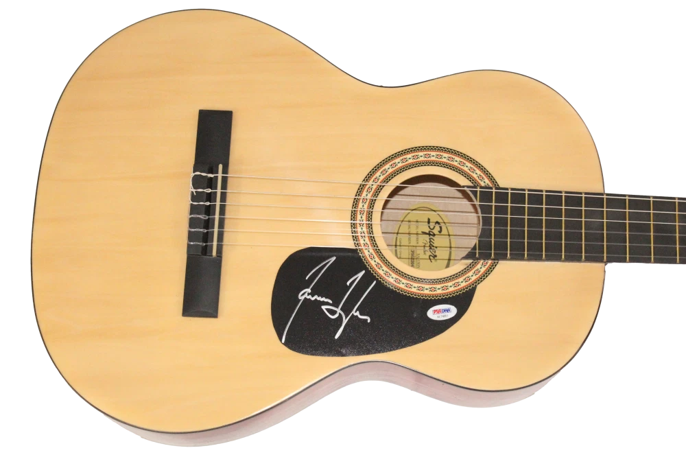 James Taylor Signed Autograph Fender Acoustic Guitar - Walking Man Flag PSA COA