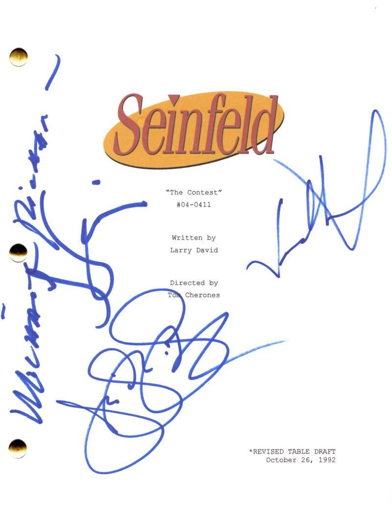 Jerry Seinfeld Michael Richards Julia Jason Signed Autograph Script w/ JSA COA