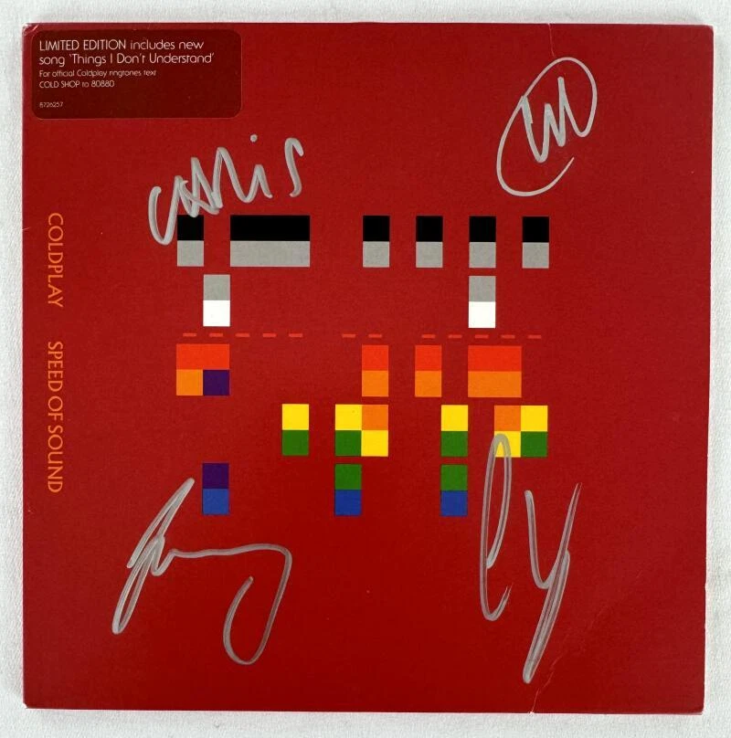 Coldplay Full Band x4 Signed Autograph 45 RMP Vinyl Record w/ Chris Martin JSA