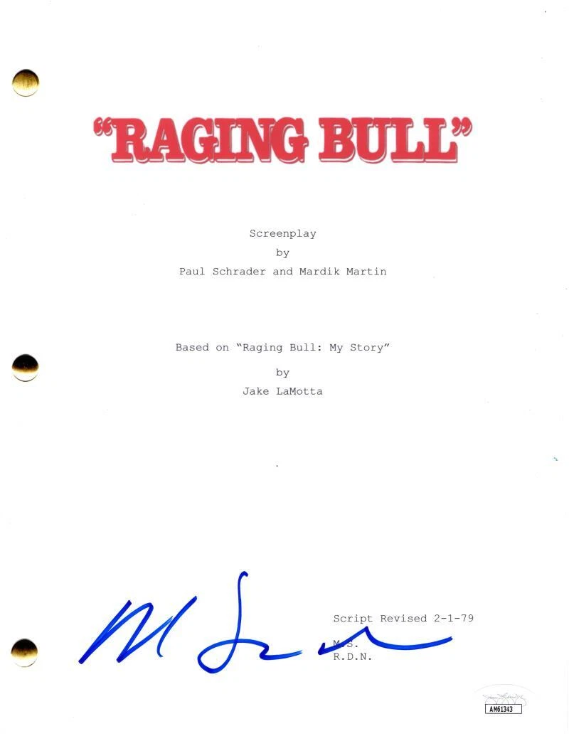 Martin Scorsese Signed Autograph Raging Bull Movie Script Screenplay w/ JSA COA