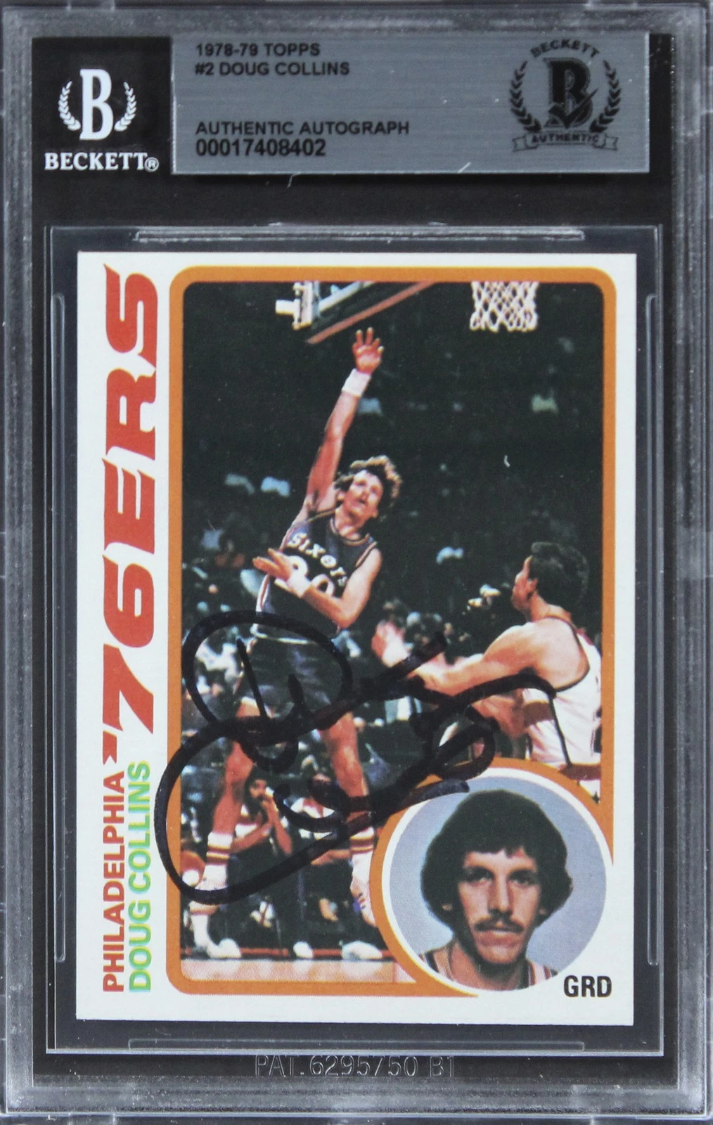 76ERS DOUG COLLINS AUTHENTIC SIGNED 1978 TOPPS #2 CARD AUTOGRAPHED BAS SLABBED COLLECTIBLE MEMORABILIA