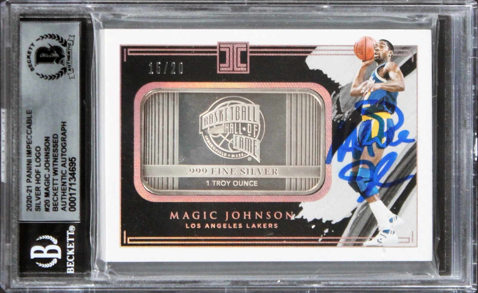 Lakers Magic Johnson Signed 2020 Panini Silver #29 #15/20 Card Auto 10! BAS Slab