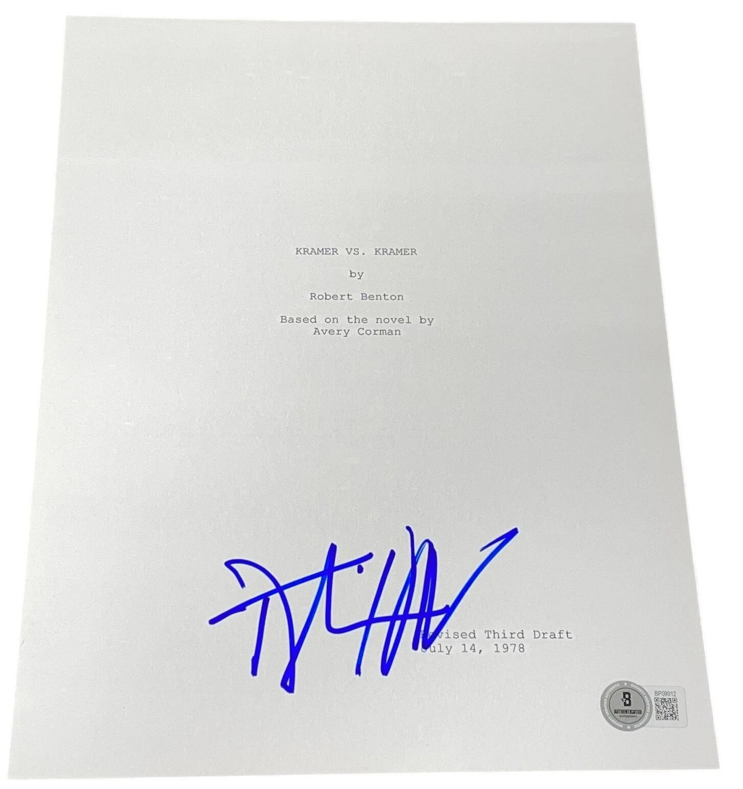 Dustin Hoffman Signed Autograph Kramer vs. Kramer Movie Script Screenplay BAS NY