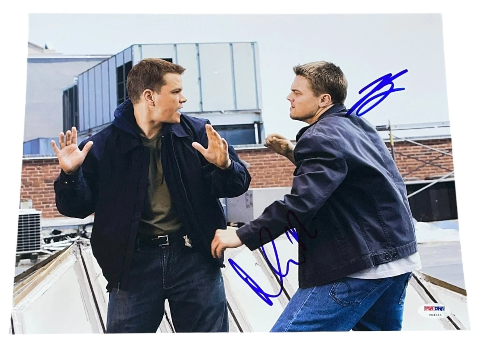 Leonardo DiCaprio Matt Damon Signed Autograph 11x14 Photo The Departed PSA COA