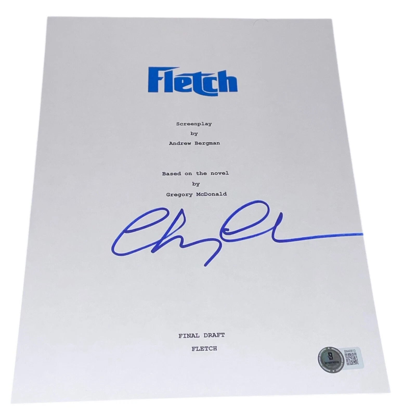 Chevy Chase Signed Autograph Fletch Full Movie Script Screenplay Beckett BAS NYC