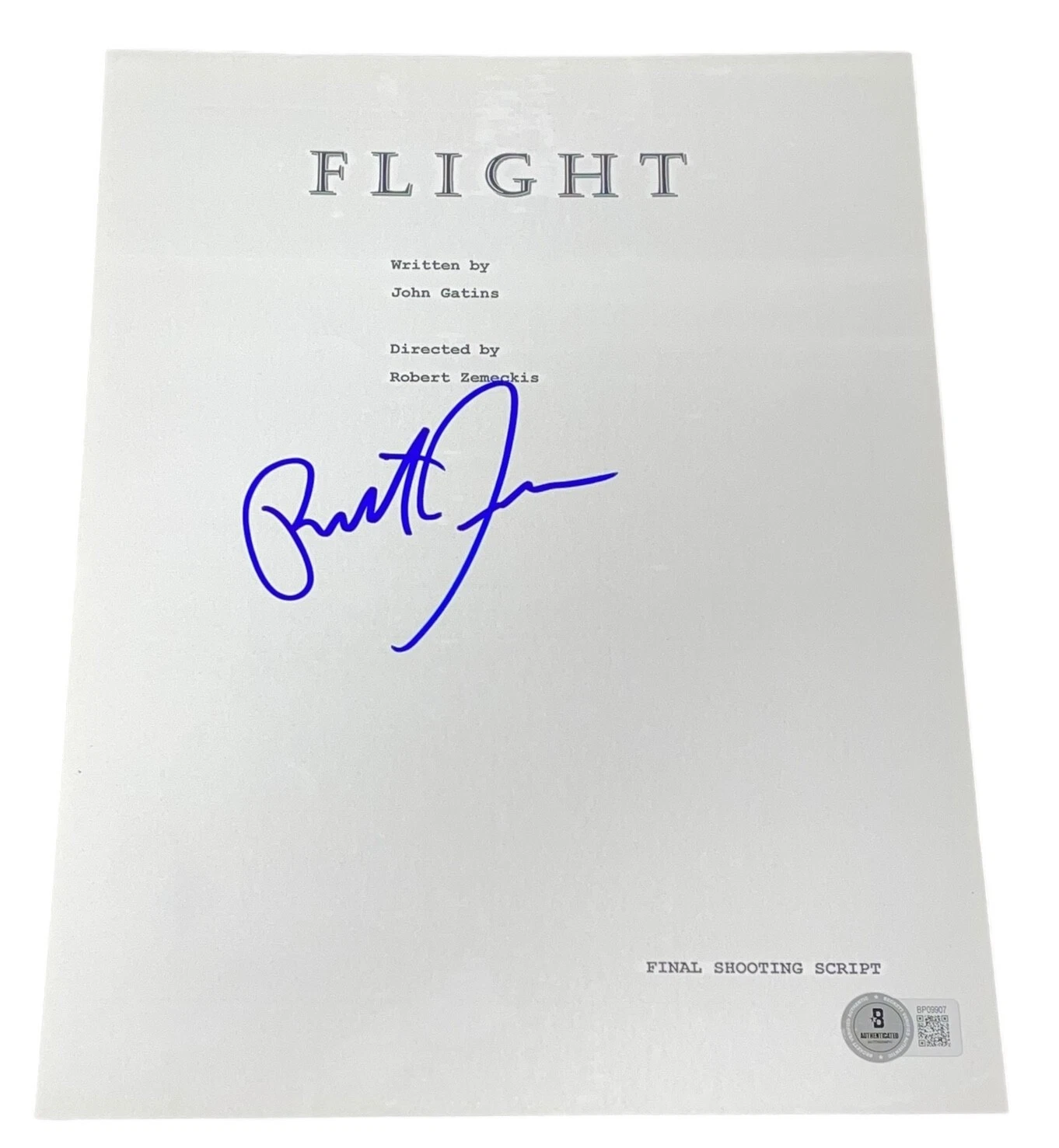 Robert Zemeckis Signed Autograph Flight Full Movie Script Screenplay Beckett BAS