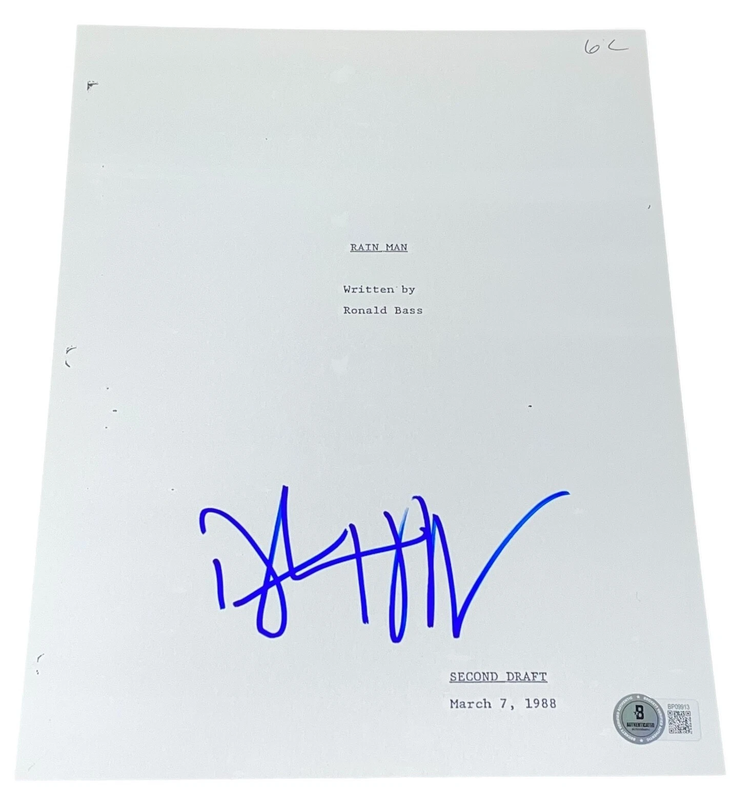 Dustin Hoffman Signed Autograph Rain Man Script Screenplay Tom Cruise Beckett