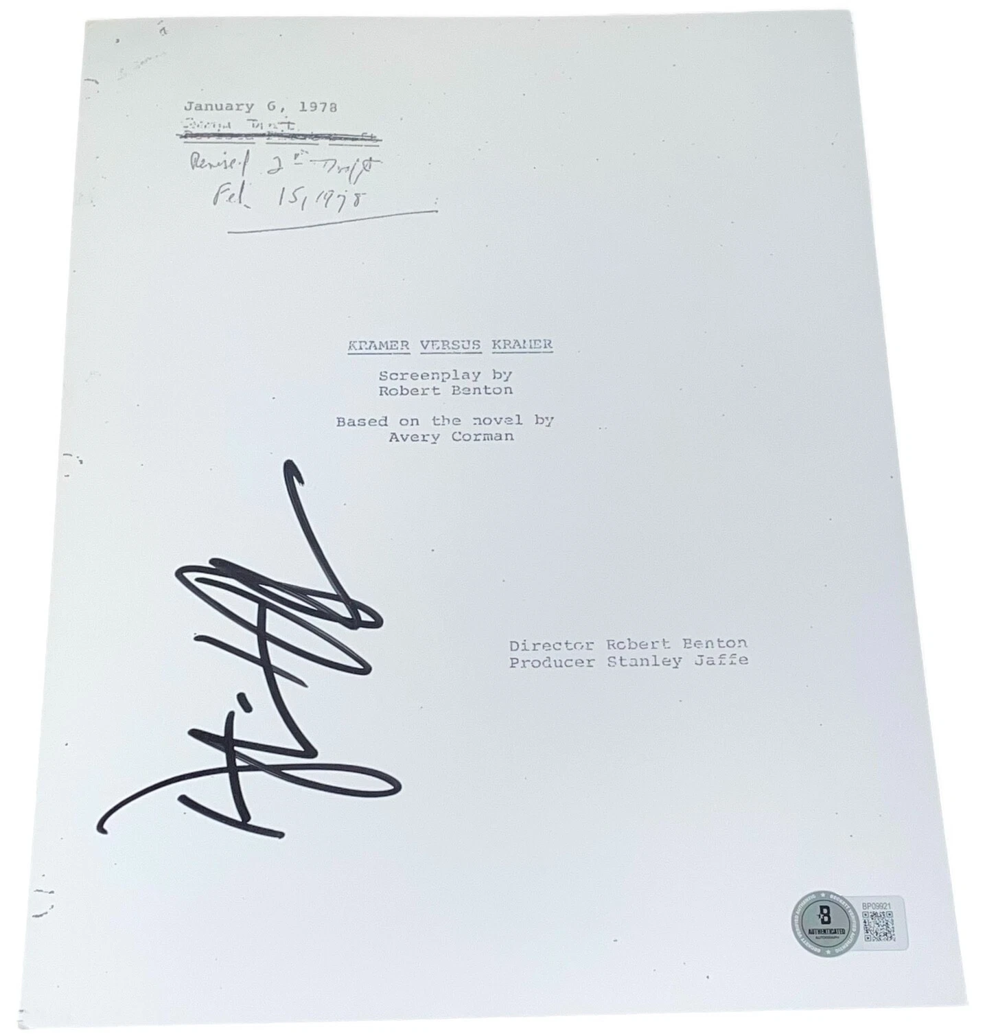 Dustin Hoffman Signed Autograph Kramer vs. Kramer Movie Script Screenplay BAS NY