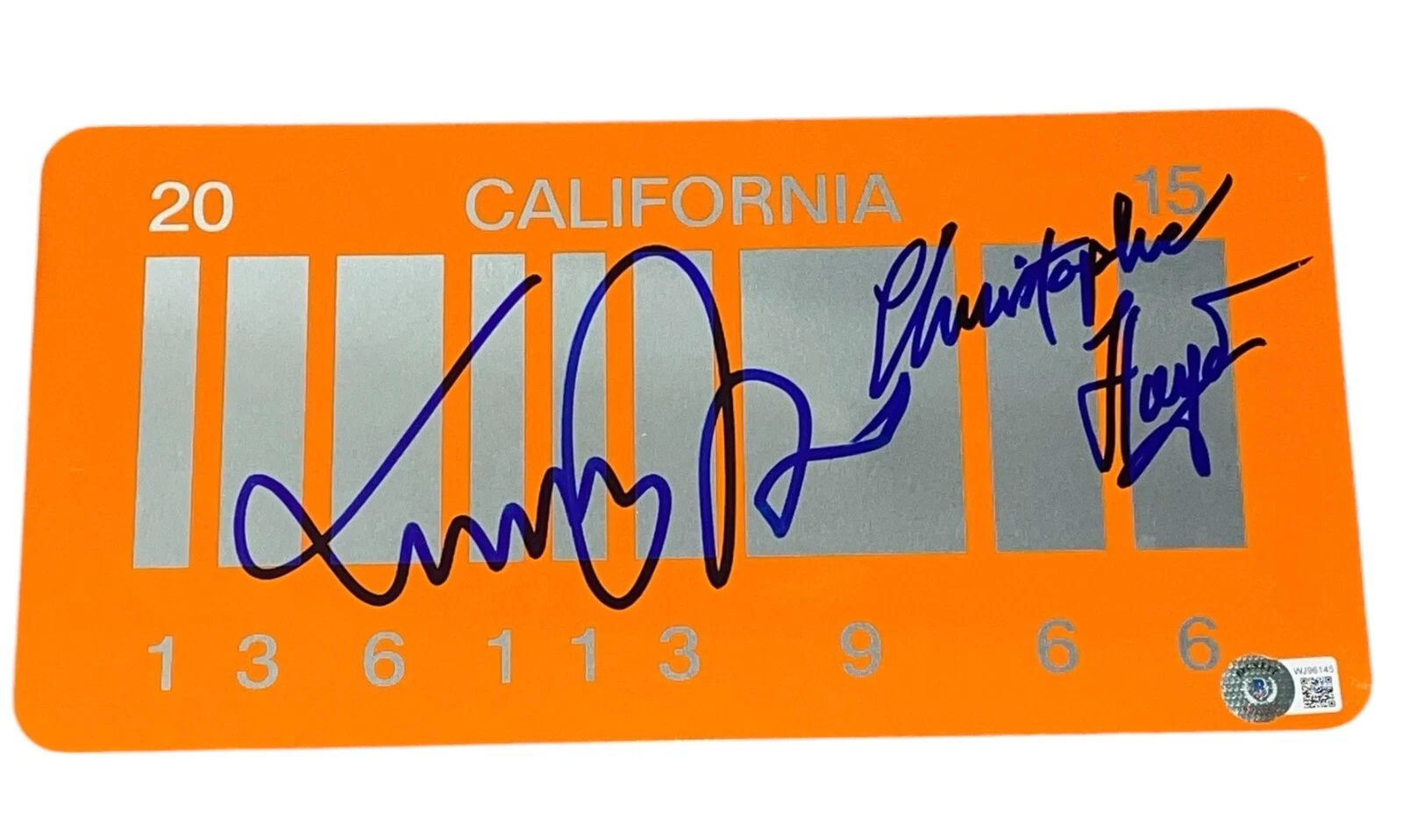 Michael J Fox Christopher Lloyd Signed Back To The Future License CA Plate BAS