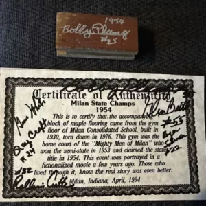 1954 Milan Indians Signed Original Home Court Wood Floor Bobby Plump Autographed