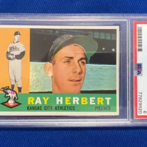 1960 TOPPS RAY HERBERT KANSAS CITY ATHLETICS #252 CARD PSA 6 EX-MT VINTAGE