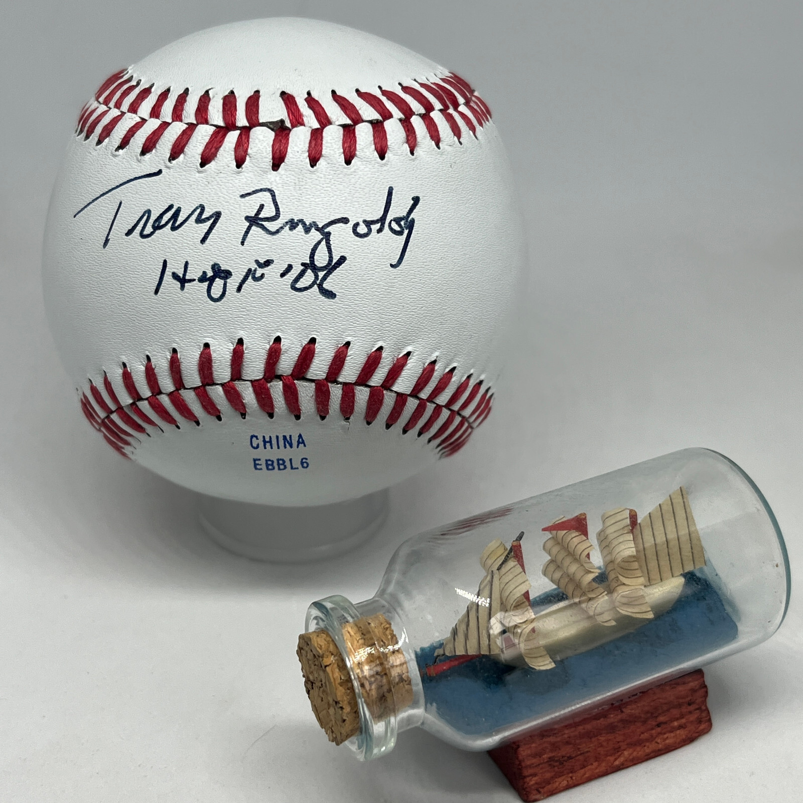 Tracy Ringolsby signed Rawlings OL Baseball JSA COA Inscribed HOF Auto A3477