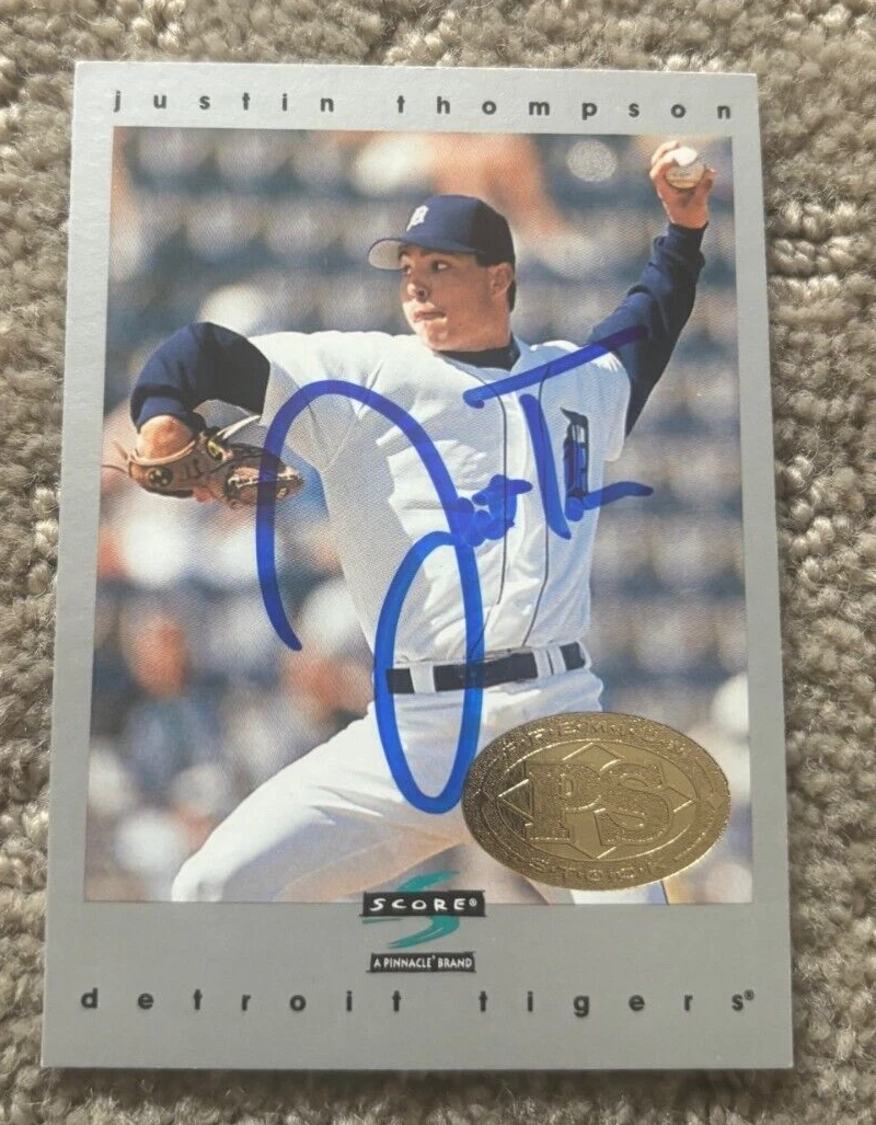 1997 Score Premium Stock Justin Thompson signed autographed card #267 Tigers