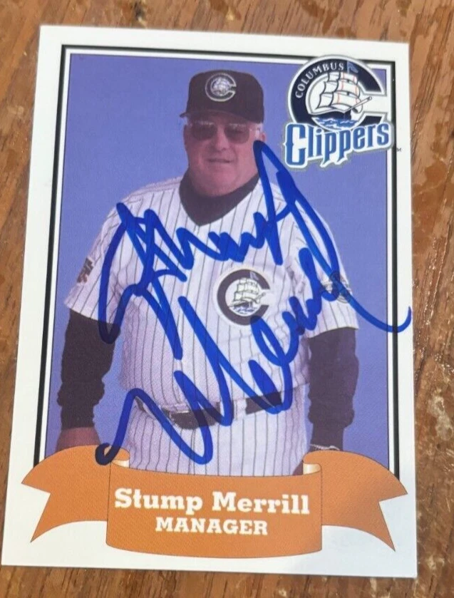 Stump Merrill signed autographed 1996 Columbus Clippers Police Baseball Card