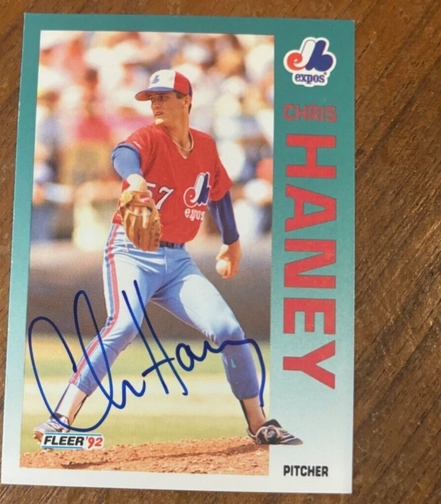 Chris Haney Signed 1992 Fleer #483 Autographed card Montreal Expos
