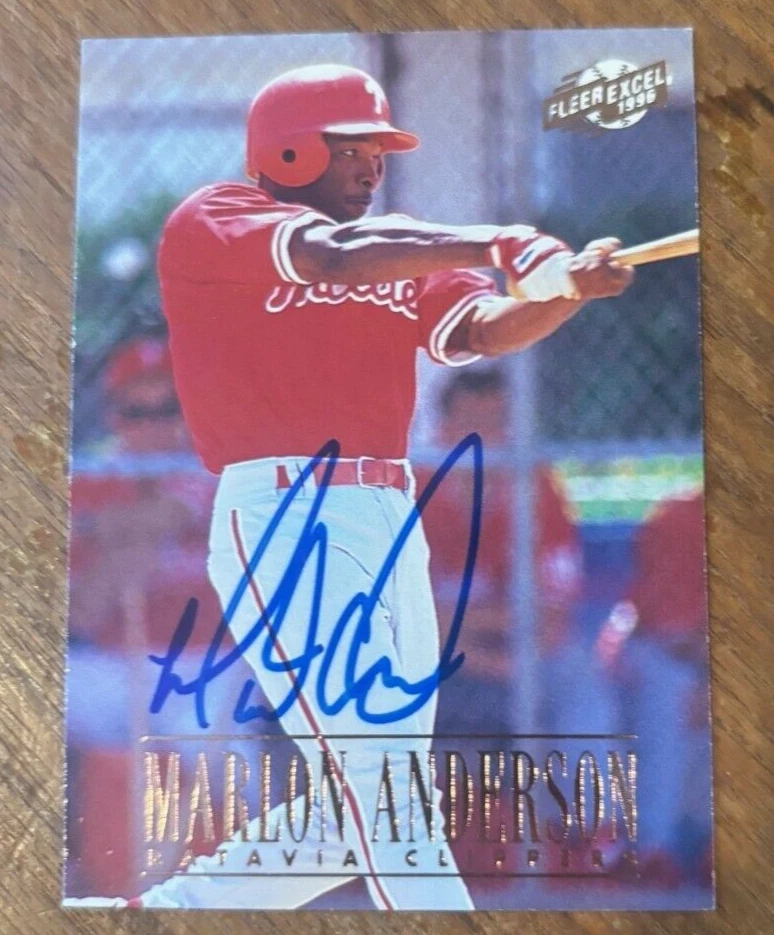 Marlon Anderson 1996 Excel #194 signed autographed card Philadelphia Phillies