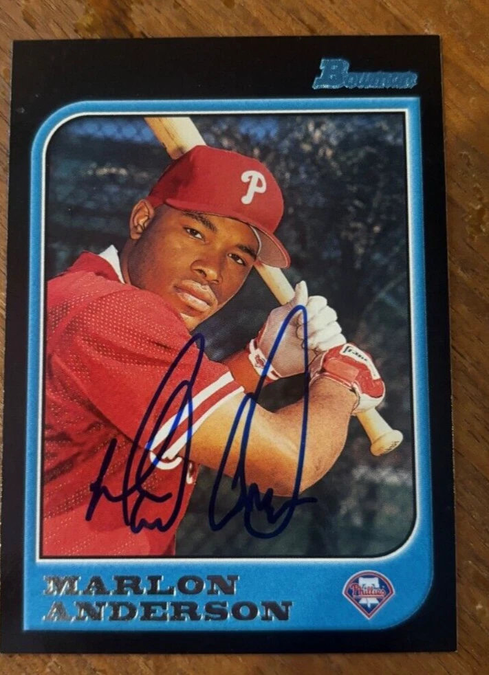 1997 Bowman Philadelphia Phillies Card #302 Marlon Anderson signed autographed