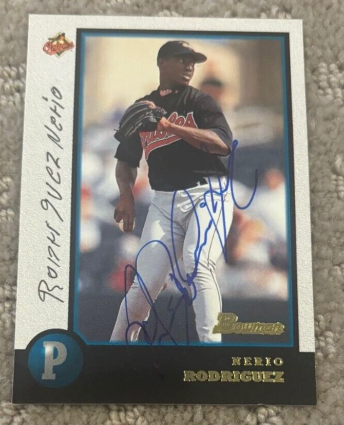 1998 Bowman Baltimore Orioles Card #333 Nerio Rodriguez signed autographed card