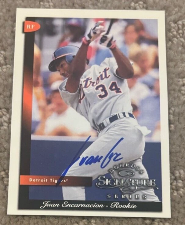 1998 Donruss Signature Card #87 Juan Encarnacion signed autographed Tigers