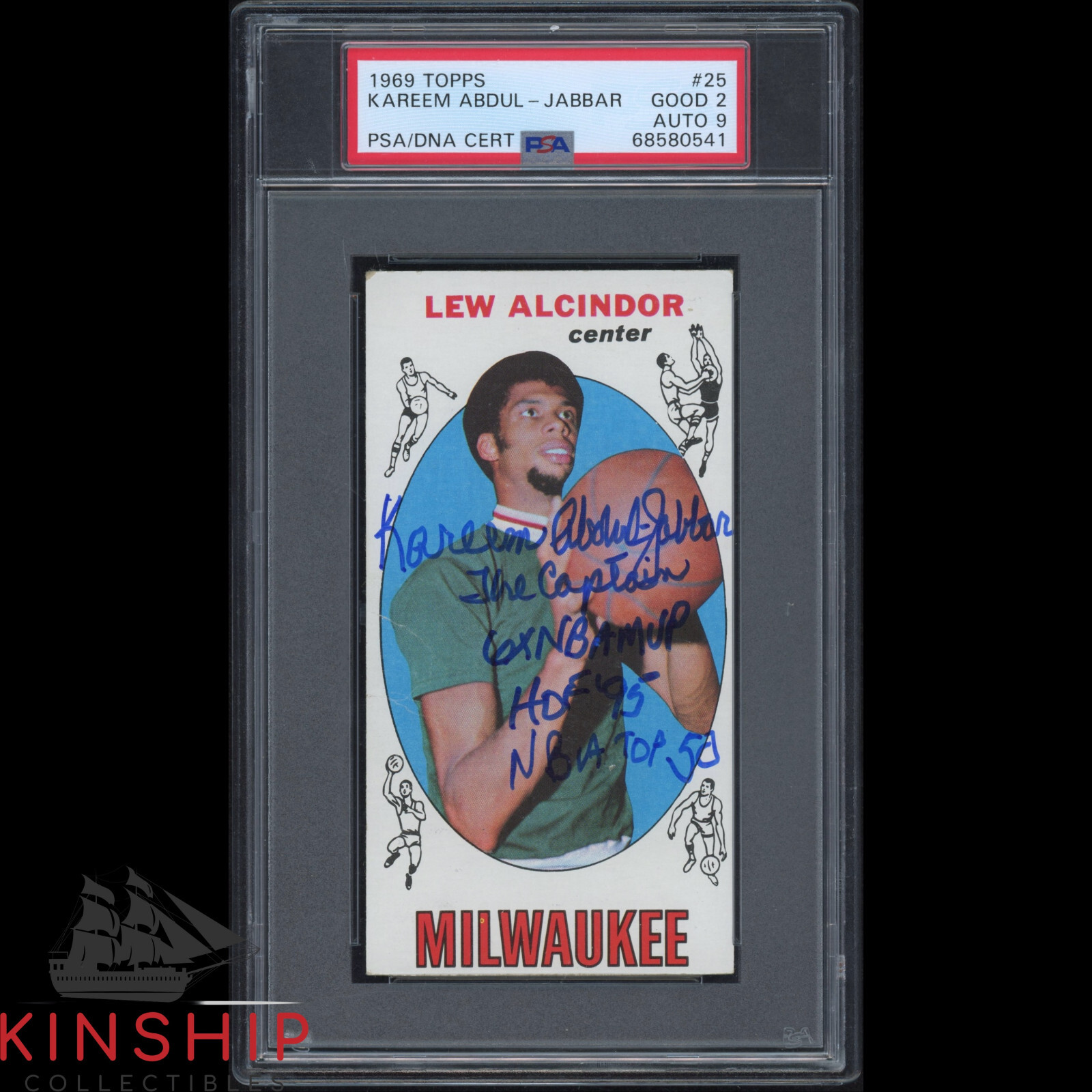 Kareem Abdul-Jabbar signed 1969 Topps Rookie Card PSA DNA Inscribed Auto C3541