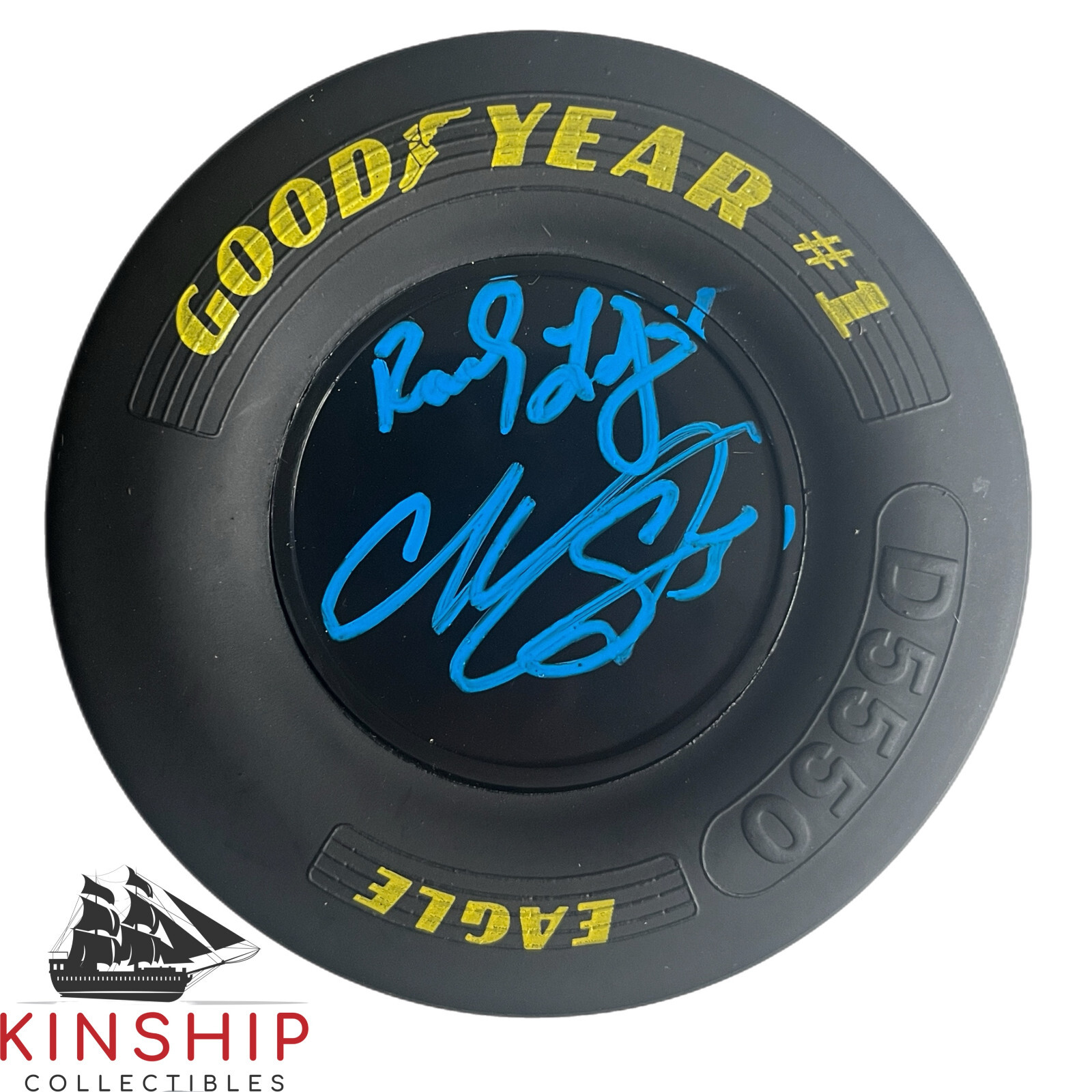 Randy Lajoie & Corey Lajoie signed Goodyear Mini Tire JSA COA Nascar Auto T43