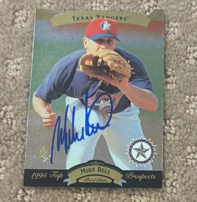 1995 SP Top Prospects #158 Mike Bell signed autographed card Texas Rangers