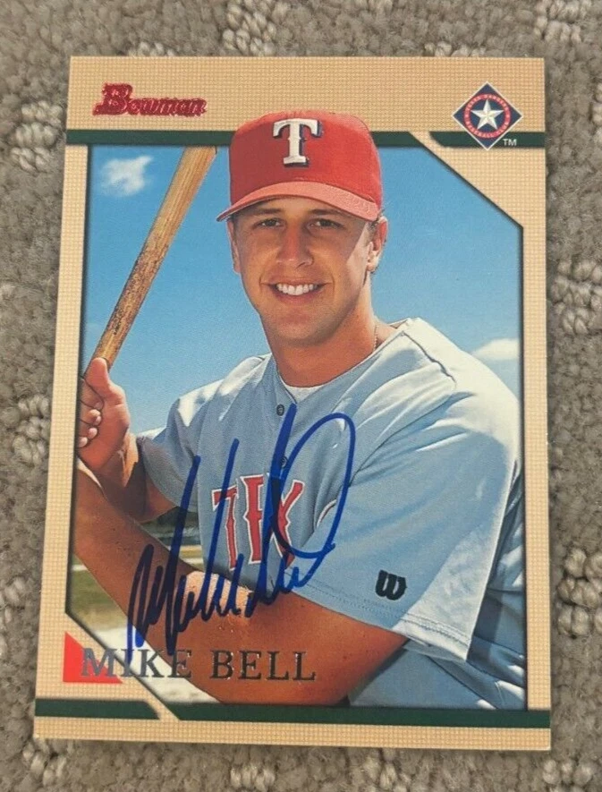 1996 Bowman #188 Mike Bell (Dec) Texas Rangers Signed Card Autographed