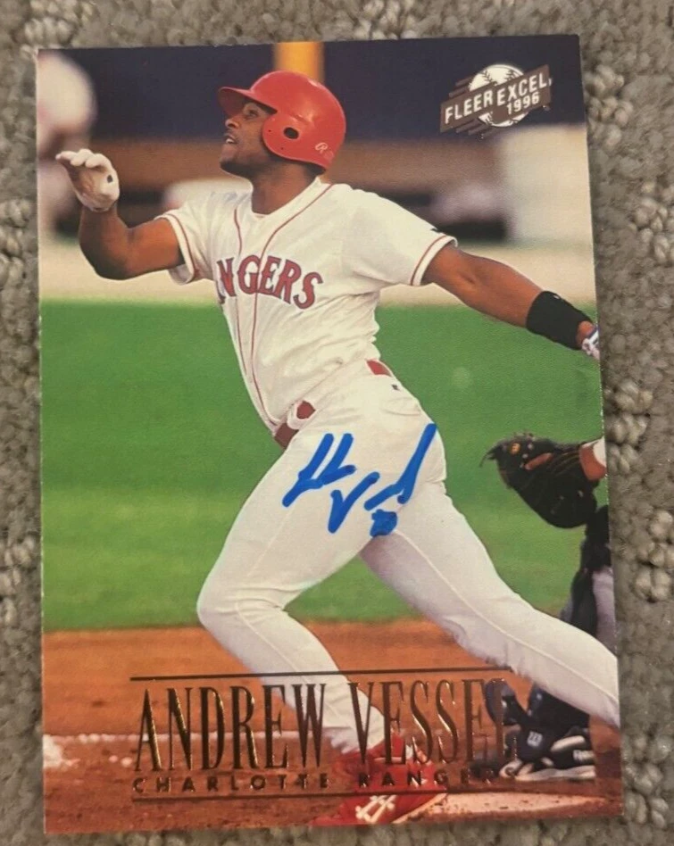 1996 Excel #113 Andrew Vessel signed autographed card Texas Rangers