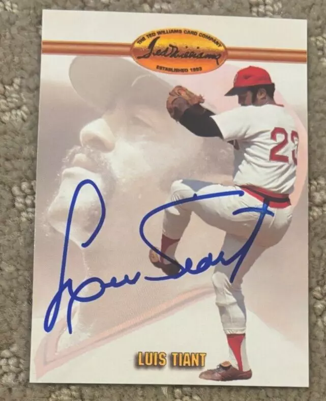 LUIS TIANT SIGNED AUTOGRAPHED 1993 TED WILLIAMS BOSTON RED SOX CARD
