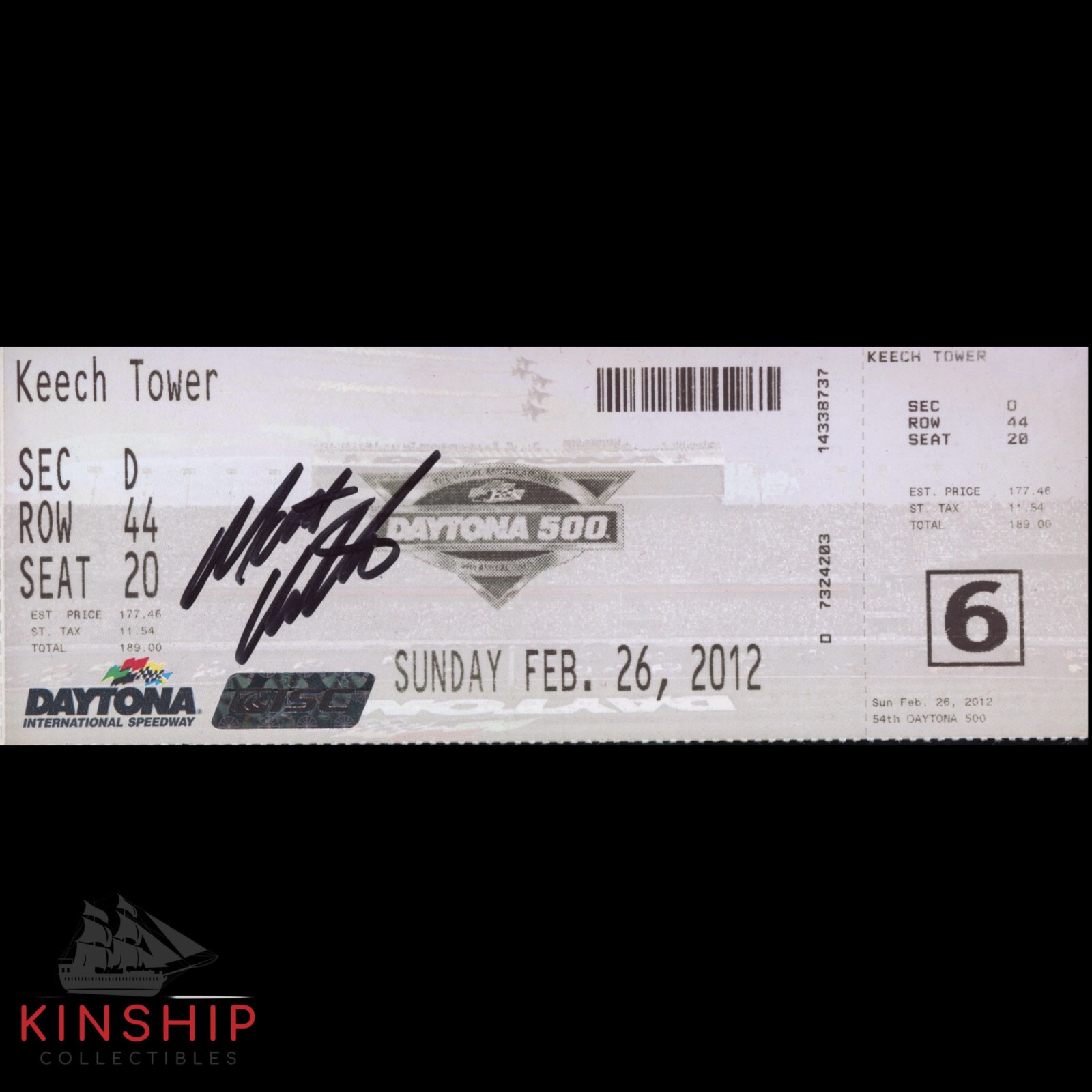 Matt Kenseth signed 2012 Daytona 500 Ticket JSA COA Rare NASCAR Auto Z1938