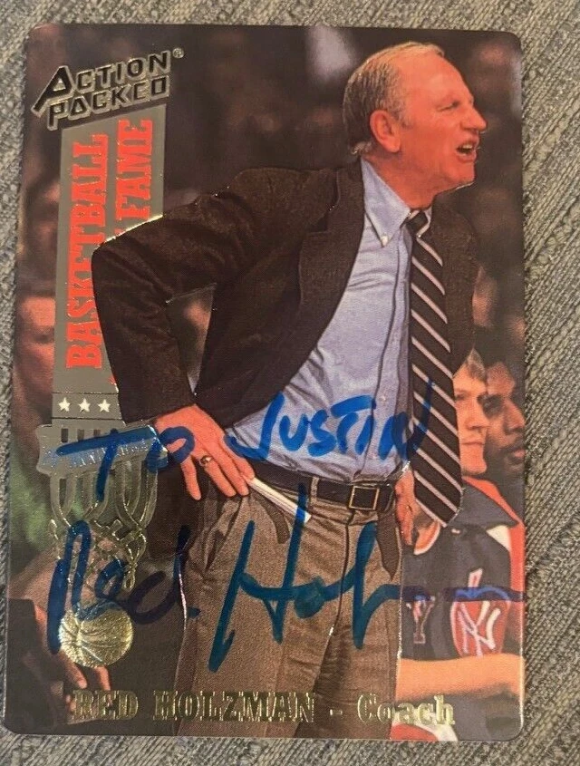 1993 Action Packed Hall of Fame Red Holzman signed autographed card #13 HOF