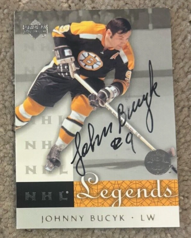 2001 Upper Deck NHL Legends #4 Johnny Bucyk signed autographed card Bruins