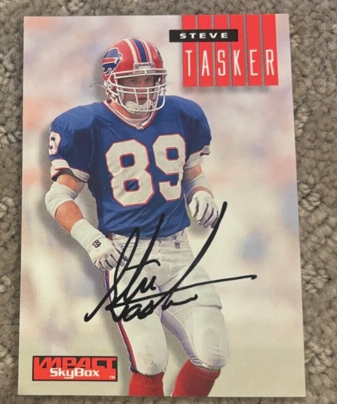 STEVE TASKER Signed Autographed 1994 Skybox Impact Card Buffalo Bills