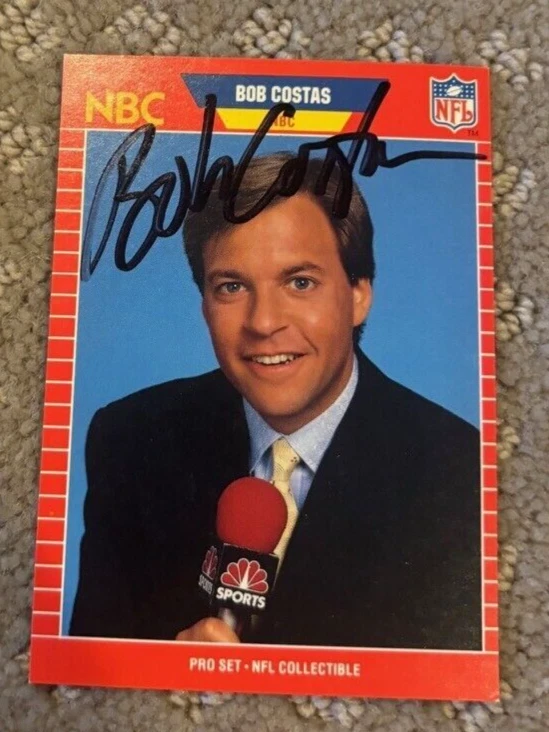 SIGNED 1989 NFL PRO SET #23 BOB COSTAS AUTOGRAPHED NBC CARD