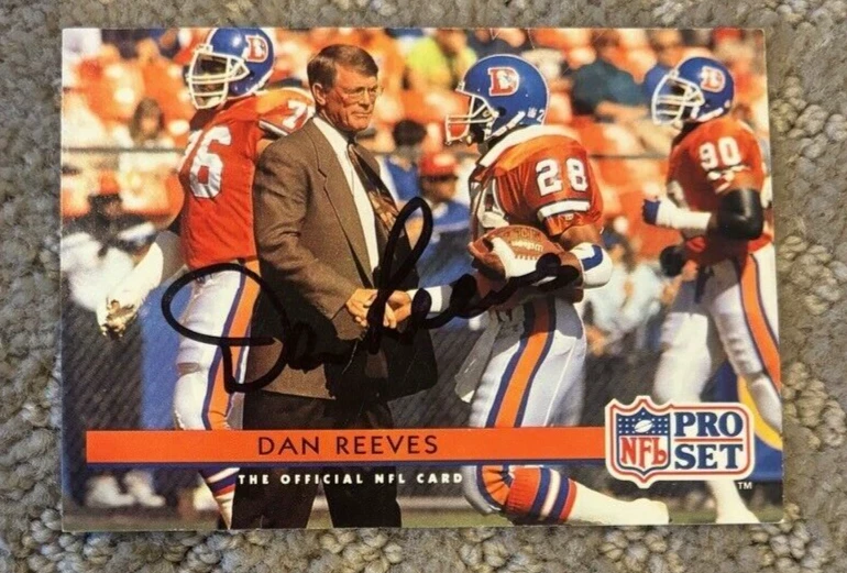 Denver Broncos Coach DAN REEVES autograph signed autographed 1992 Pro set card