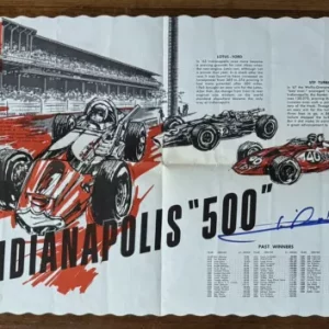 1969 Indy Indianapolis 500 Folded Car Poster SIGNED Mario Andretti PSA DNA COA