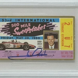 1969 Indy Indianapolis 500 Ticket Signed Mario Andretti Win PSA DNA 8 Autograph