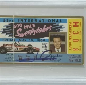 1969 Indy Indianapolis 500 Ticket Signed Mario Andretti Win PSA DNA 9 Autograph
