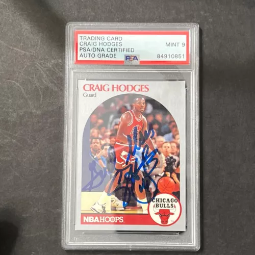 1990 NBA HOOPS #64 CRAIG HODGES SIGNED CARD MINT 9 PSA SLABBED BULLS COLLECTIBLE MEMORABILIA