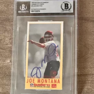 1993 McDonalds Gameday Joe Montana KC Chiefs SF 49ers Signed Auto Beckett BAS