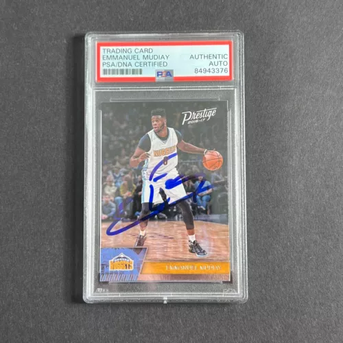 2015-16 PANINI PRESTIGE #40 EMMANUEL MUDIAY SIGNED CARD AUTO PSA SLABBED NUGGETS COLLECTIBLE MEMORABILIA