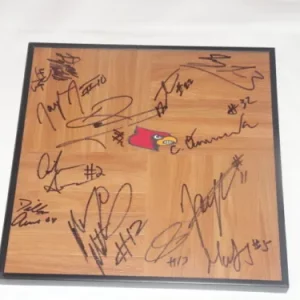 2016 LOUISVILLE CARDINAL TEAM SIGNED FRAMED 12X12 FLOORBOARD DAMION LEE LEWIS ++