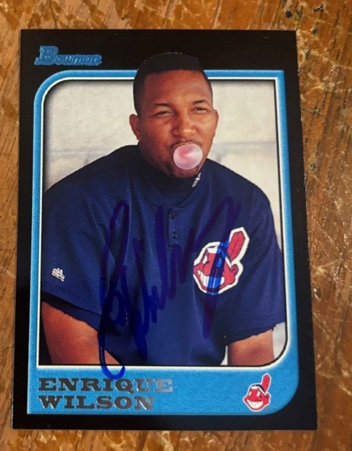 1997 BOWMAN ROOKIE CARD CLEVELAND INDIANS ENRIQUE WILSON SIGNED AUTOGRAPHED #144