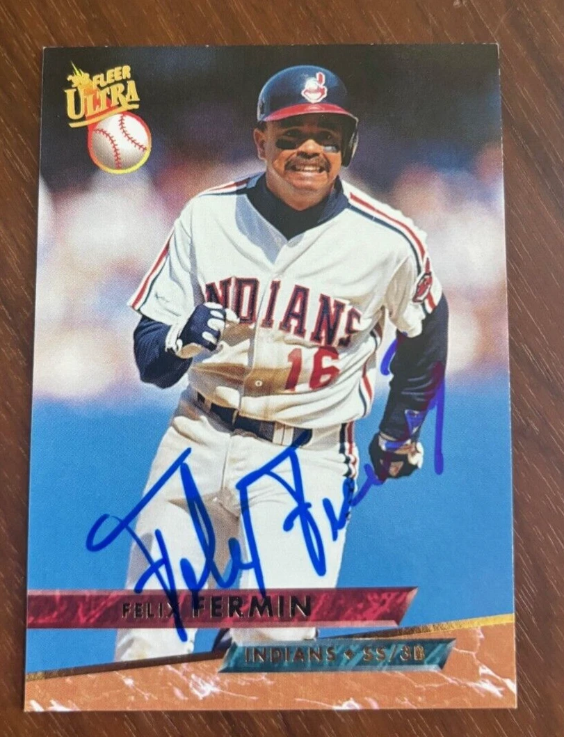 Felix Fermin 1993 Fleer Ultra #184 Cleveland Indians signed autographed card