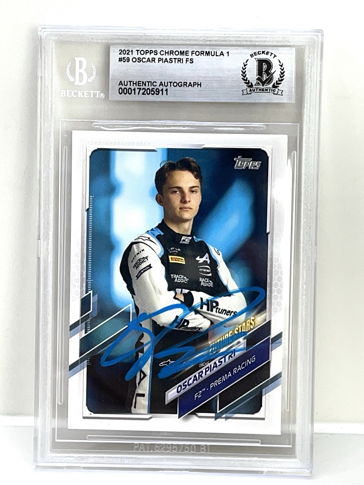 OSCAR PIASTRI SIGNED 2021 TOPPS CHROME FORMULA 1 ROOKIE CARD RC BECKETT CERT #1