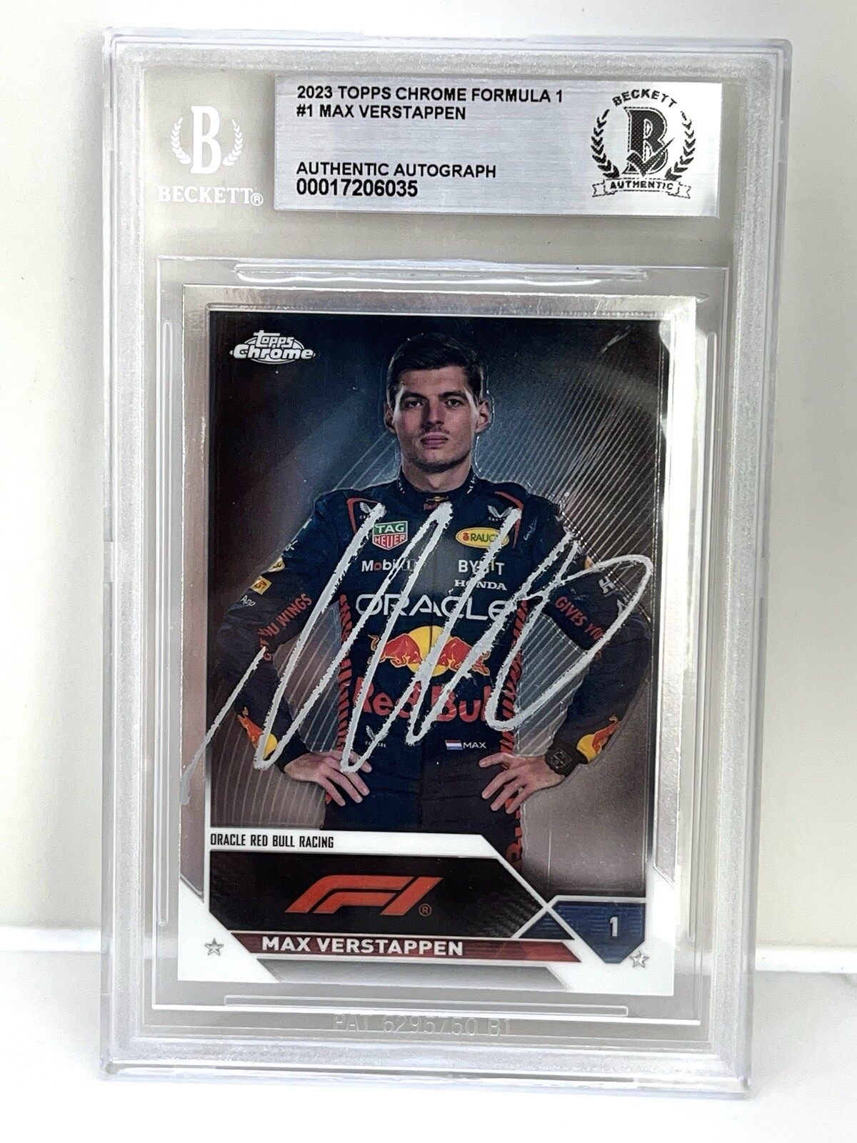 MAX VERSTAPPEN SIGNED 2023 TOPPS CHROME FORMULA 1 CARD BECKETT CERT