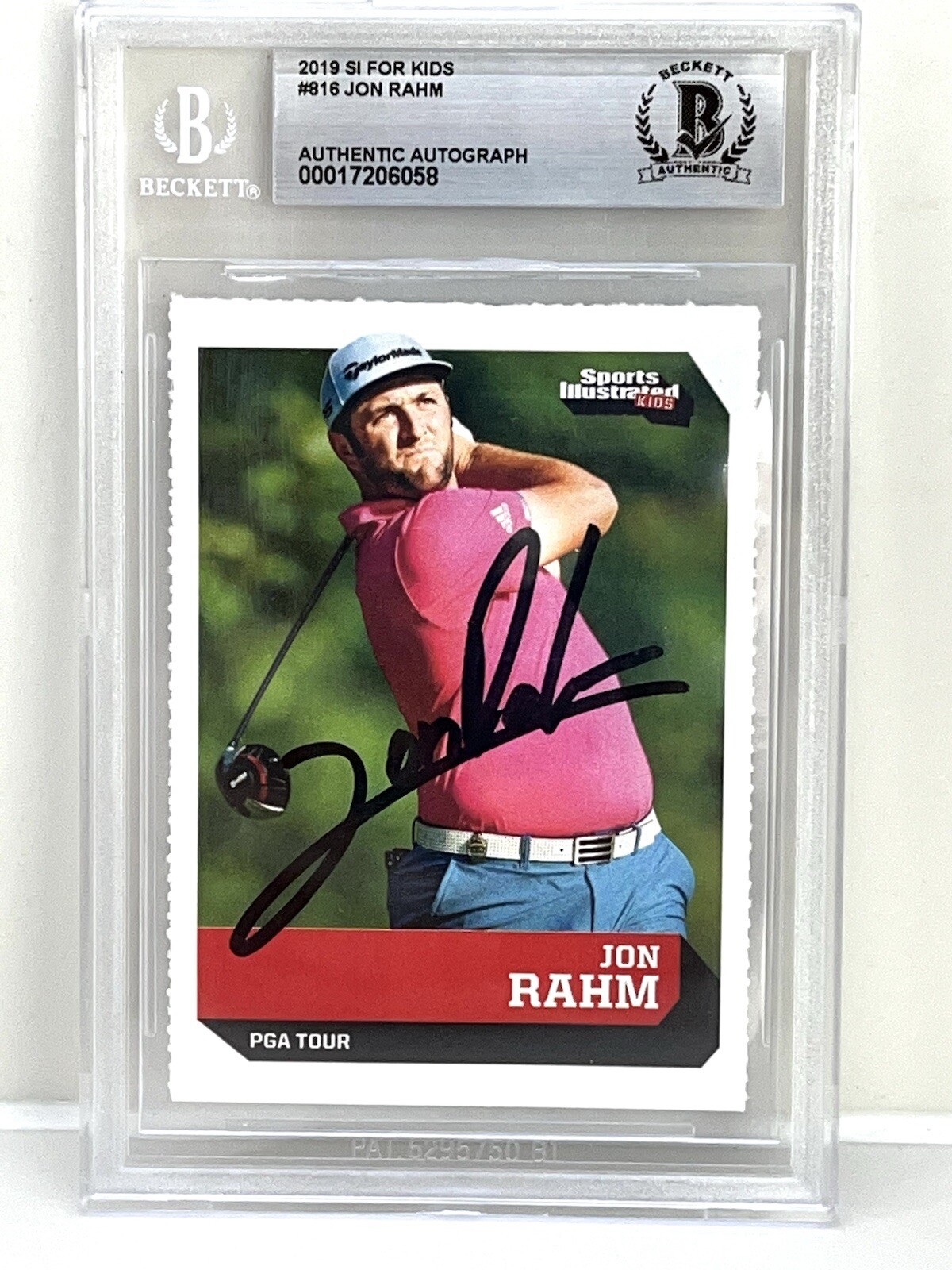JON RAHM HAND SIGNED ROOKIE CARD AUTO Sports Illustrated SI for Kids PGA BECKETT